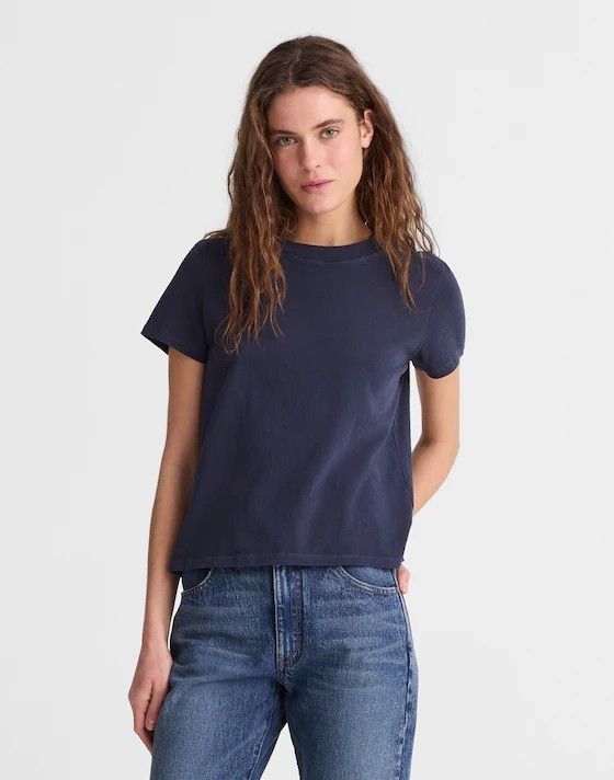 Madewell Navy Blue Short Sleeve Relaxed Vintage Jersey Tee Xxs Nwt Summer Staple